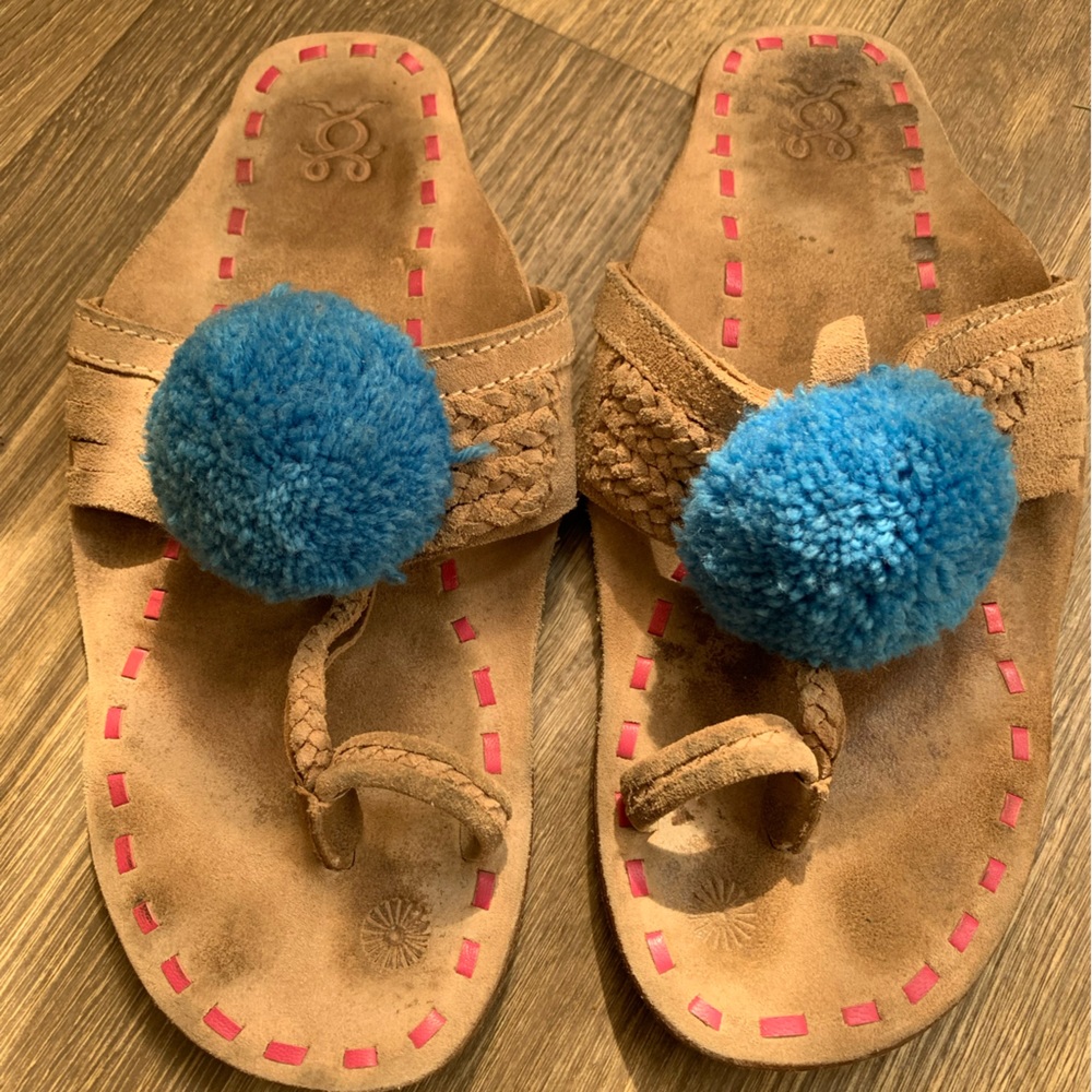 Fique Leo Handmade Leather Pom Sandal | Anthropologie Exclusive | Size 8